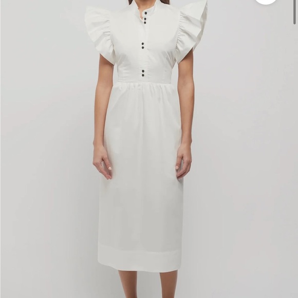 FRIEND OF AUDREY

FIORETTA FRILL SLEEVE MIDI DRESS WHITE - Picture 1 of 5